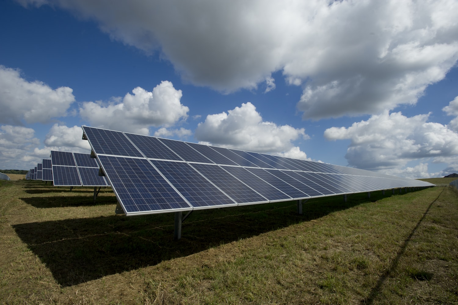 Rows of solar panels generating clean electricity