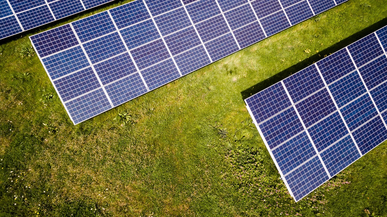 Aerial view of solar panels